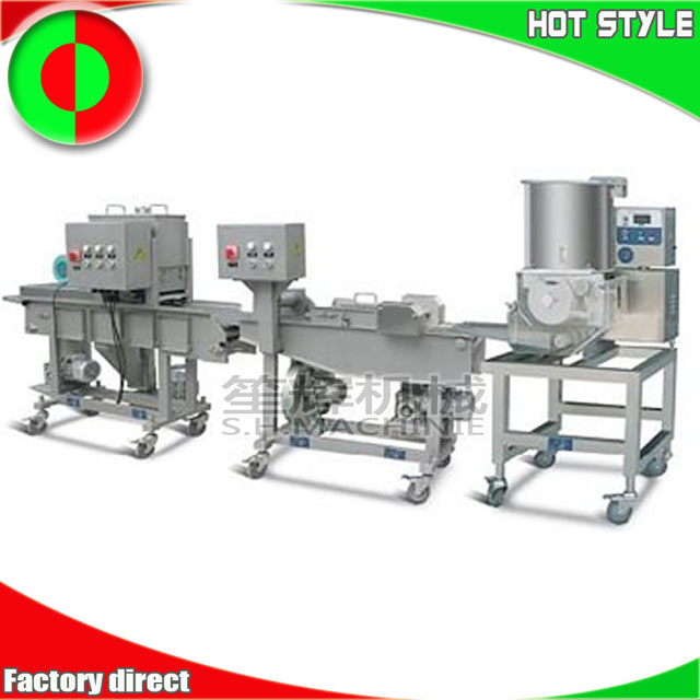 Shenghui manufacture commercial beef fish meat stuffed hamburger patty maker production line for sale