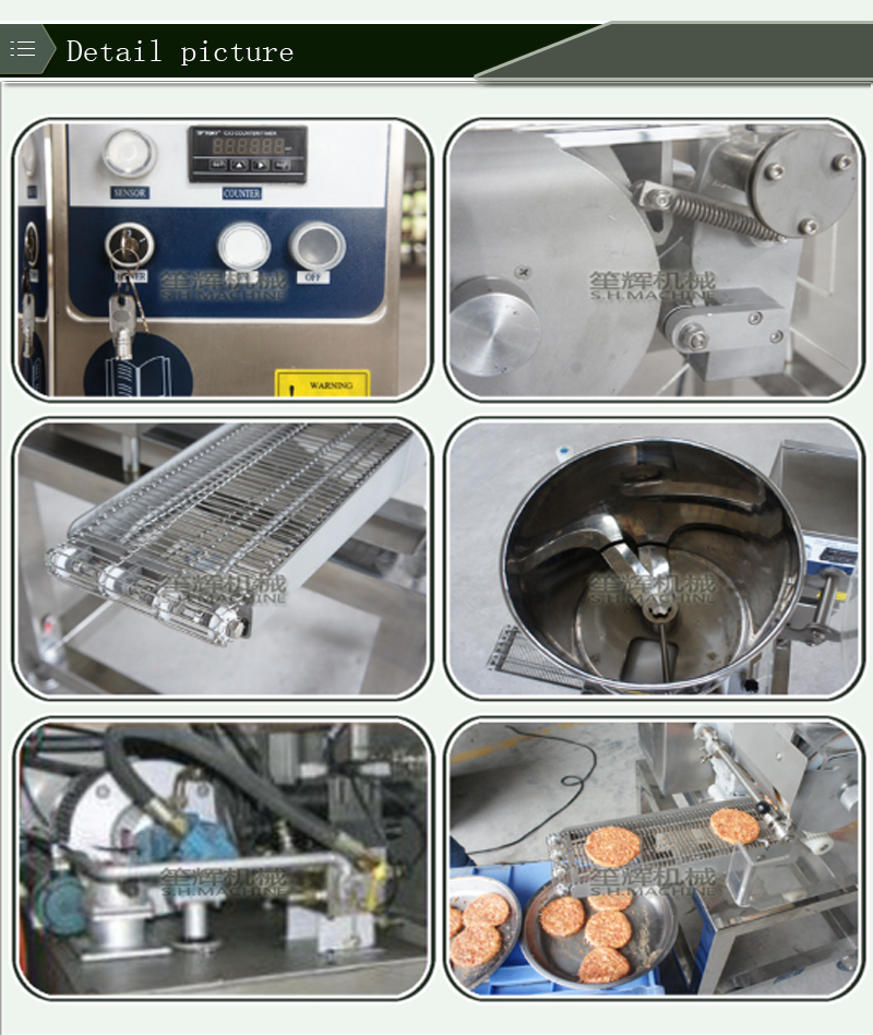 Shenghui manufacture commercial beef fish meat stuffed hamburger patty maker production line for sale 1