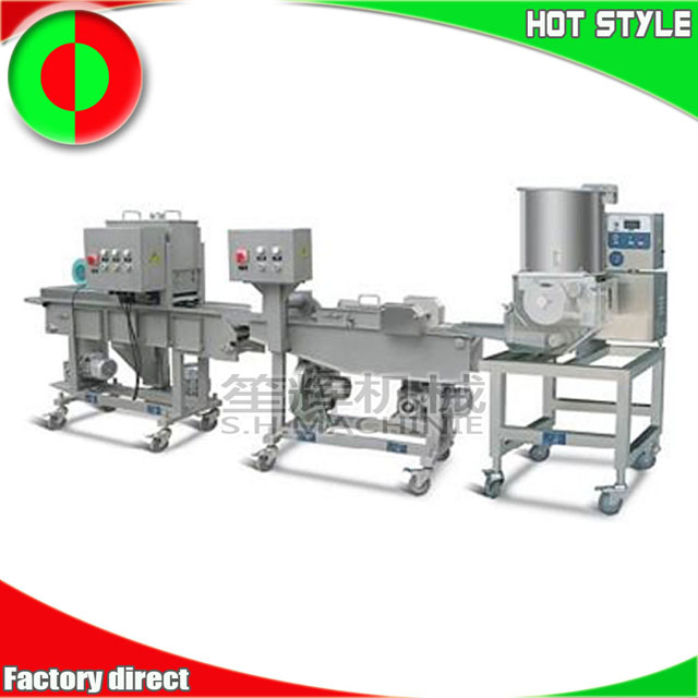 Shenghui manufacture commercial beef fish meat stuffed hamburger patty maker production line for sale