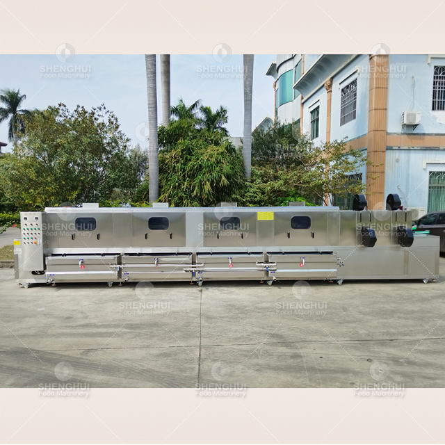 Continuous tunnel type turnover box washing machine plastic crate washer central kitchen crate washing machine