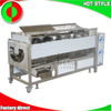 Large scale production line for peeling, cutting and cleaning vegetables and fruits
